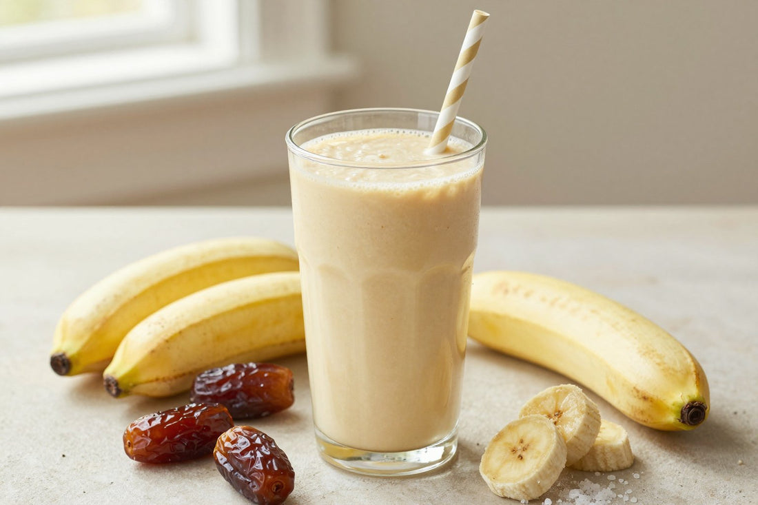 Banana Date Smoothie in a glass