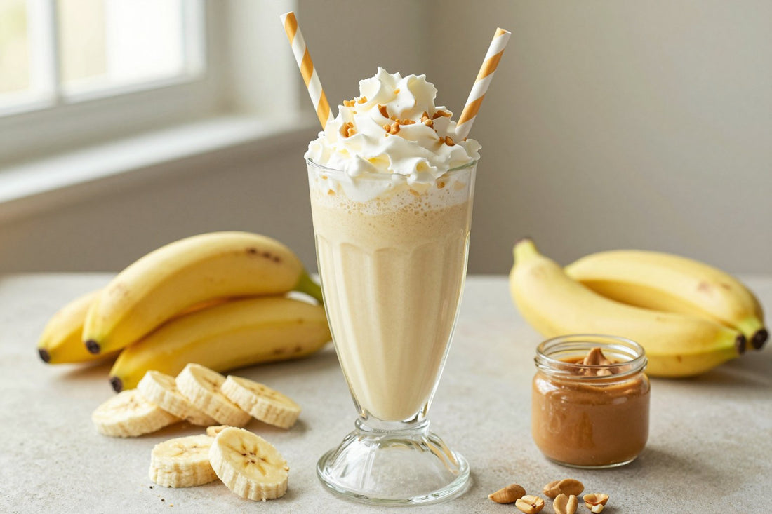 Banana Peanut Butter Milkshake in a glass