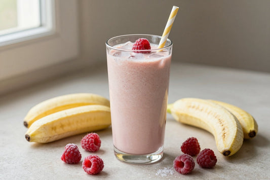 Banana Raspberry Smoothie in a glass