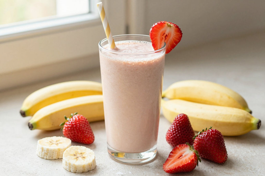 Banana Strawberry Smoothie in a glass