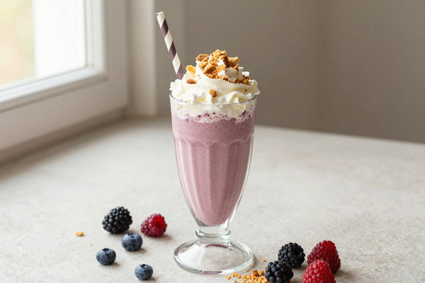 Berry Crumble Milkshake in a glass