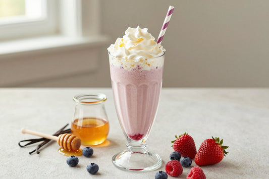 Berry Honey Milkshake in a glass