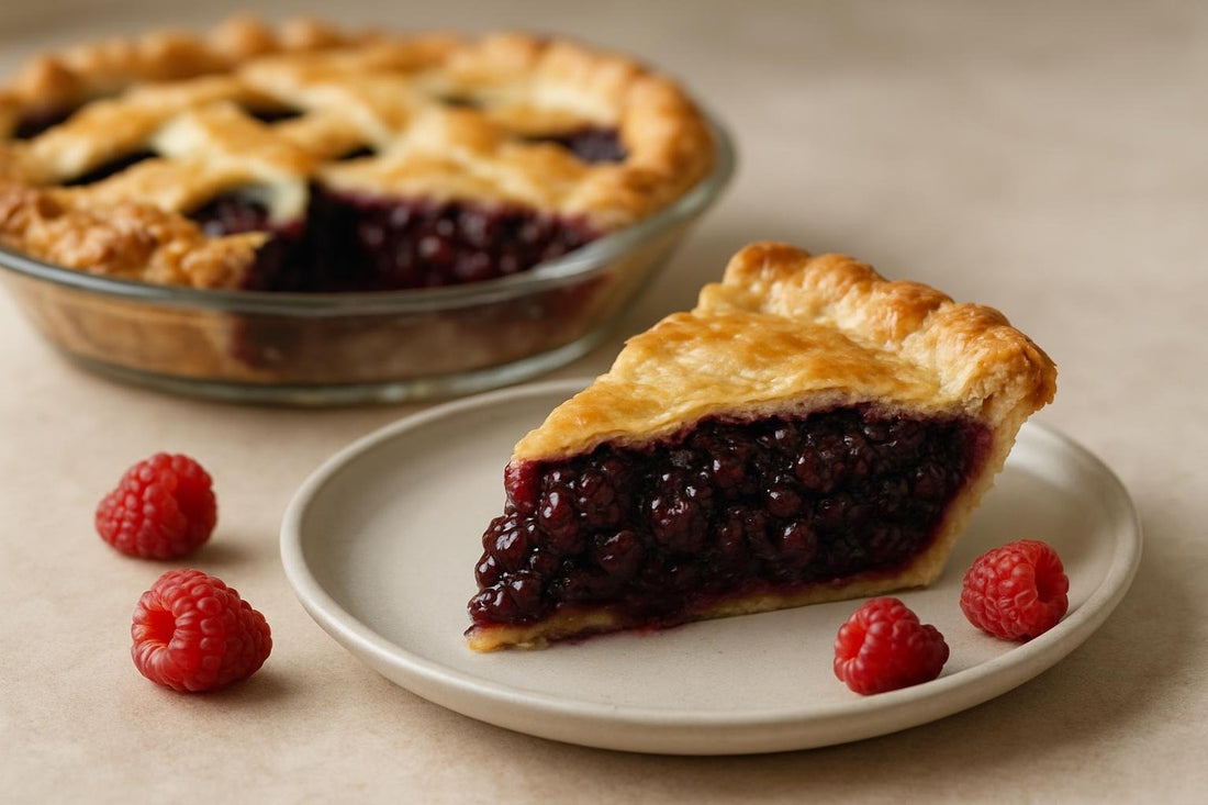 Slice of black raspberry pie