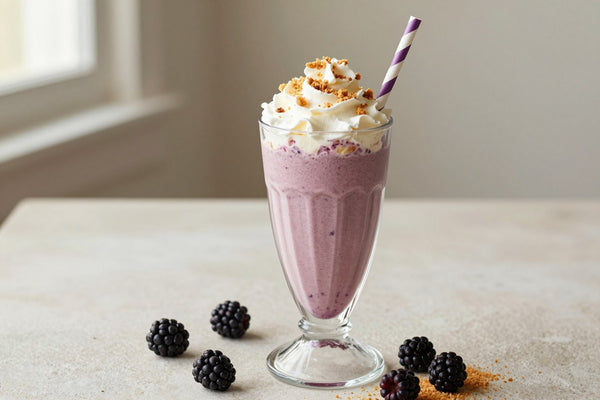 Blackberry Cobbler Milkshake in a glass