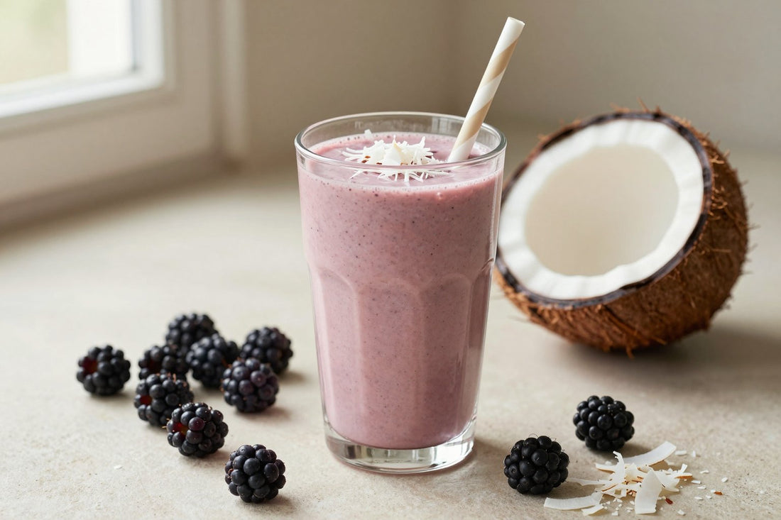 Blackberry Coconut Smoothie in a glass