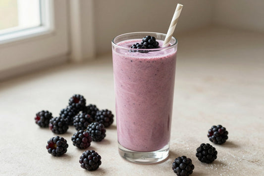 Blackberry Greek Yogurt Smoothie in a glass