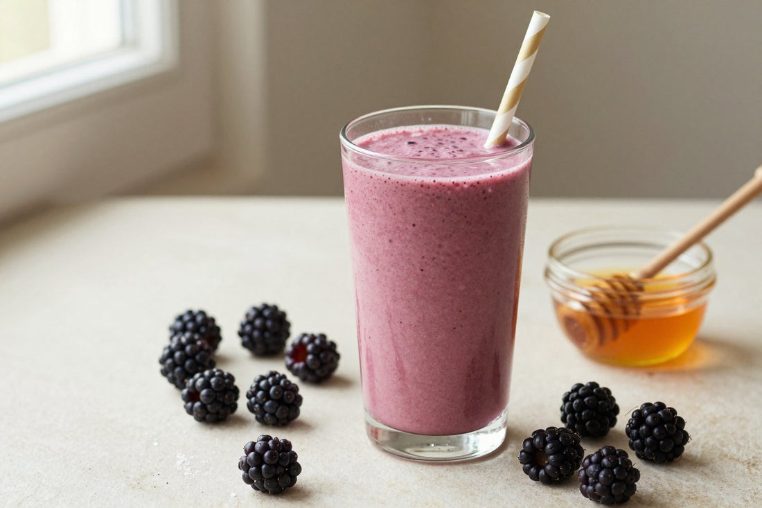 Blackberry Honey Smoothie in a glass