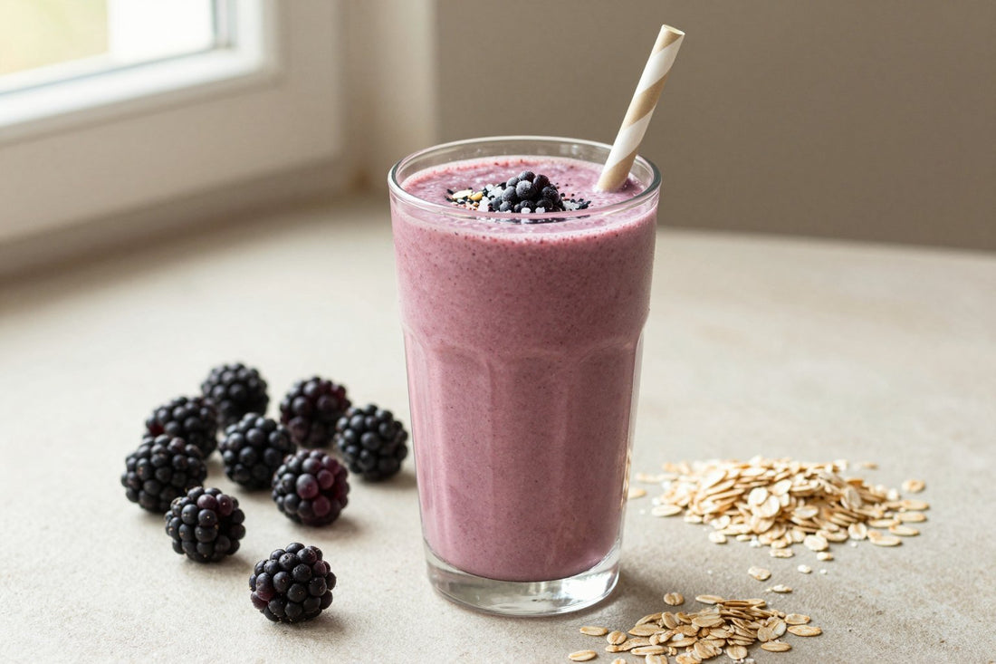 Blackberry Oat Smoothie in a glass