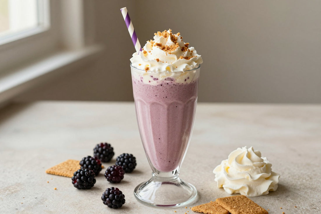 Blackberry Pie Milkshake in a glass