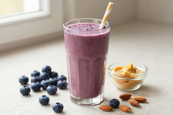 Blueberry Almond Smoothie in a glass