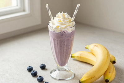 Blueberry Banana Milkshake in a glass