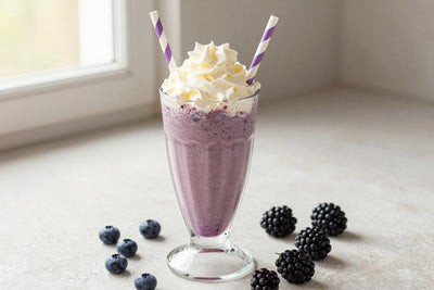 Blueberry Blackberry Milkshake in a glass