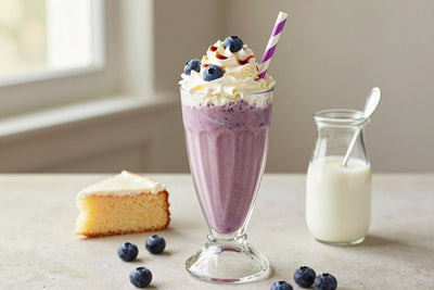 Blueberry Cake Milkshake in a glass