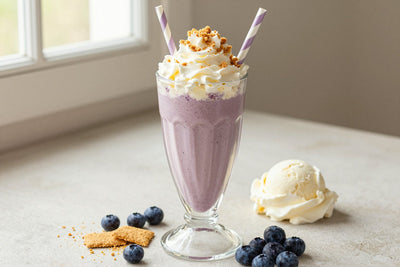 Blueberry Cheesecake Milkshake in a glass