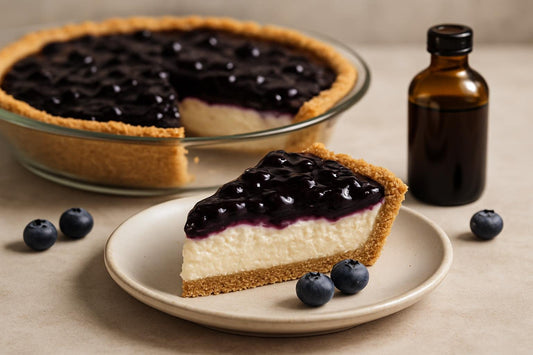 Slice of blueberry cheesecake pie