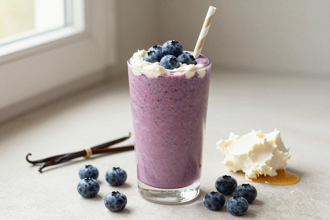 Blueberry Cheesecake Smoothie in a glass