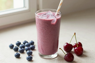 Blueberry Cherry Smoothie in a glass