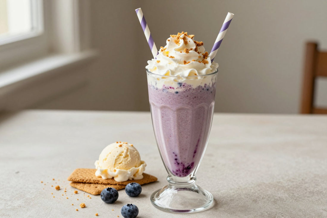 Blueberry Cobbler Milkshake in a glass