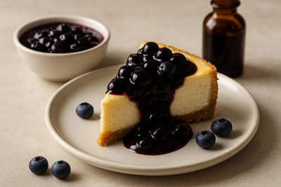 Slice of pie with blueberry compote