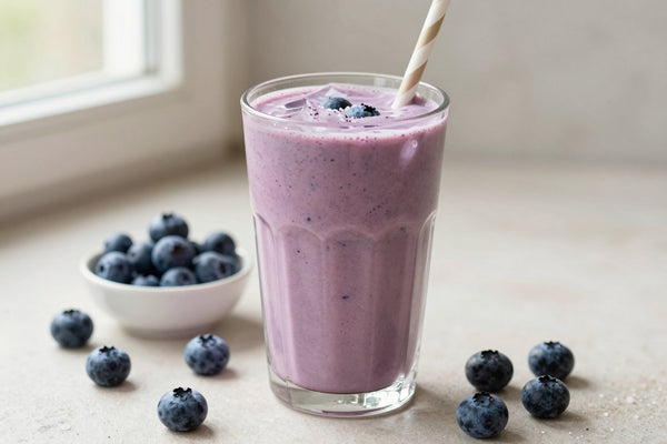 Blueberry Greek Yogurt Smoothie in a glass