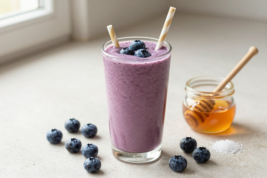 Blueberry Honey Smoothie in a glass