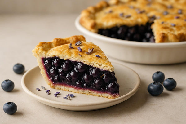 Slice of blueberry lavender pie