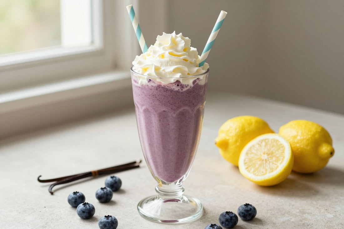 Blueberry Lemon Milkshake in a glass