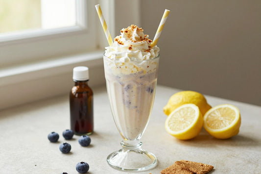 Blueberry Lemon Pie Milkshake in a glass