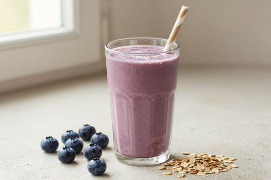 Blueberry Oat Smoothie in a glass