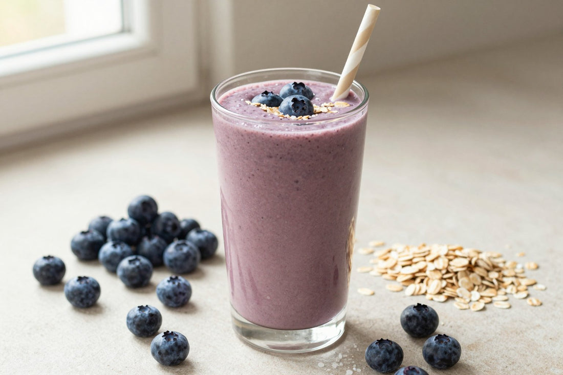 Blueberry Oatmeal Smoothie in a glass