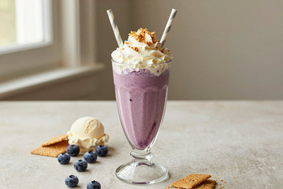 Blueberry Pie Milkshake in a glass