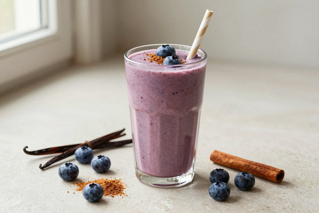 Blueberry Pie Smoothie in a glass