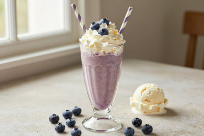 Blueberry Pudding Milkshake in a glass