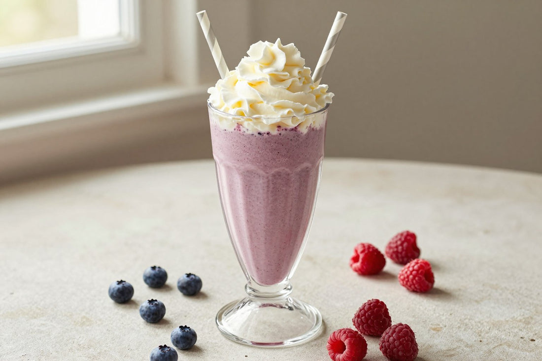 Blueberry Raspberry Milkshake in a glass