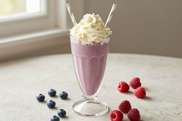 Blueberry Raspberry Milkshake in a glass