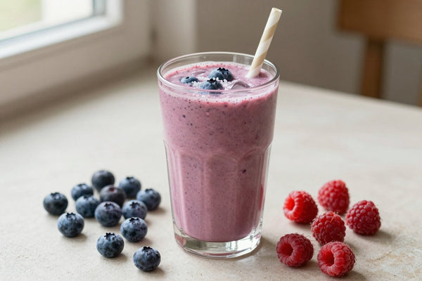 Blueberry Raspberry Smoothie in a glass