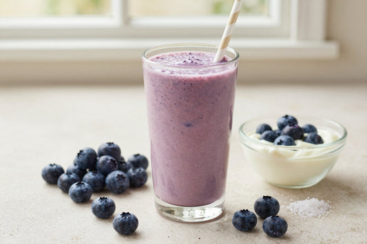 Blueberry Yogurt Breakfast Smoothie in a glass