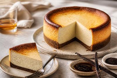Bourbon vanilla cheesecake made with Indonesian vanilla