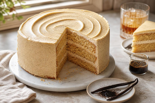 Bourbon vanilla layer cake made with Mexican vanilla