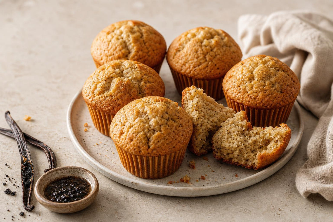 Bourbon vanilla muffins made with Ugandan vanilla
