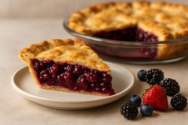 Slice of boysenberry pie