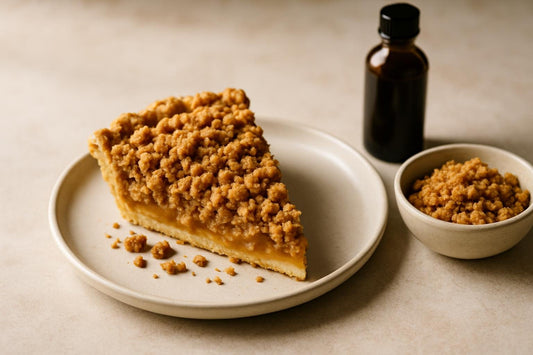Slice of pie with brown butter crumble