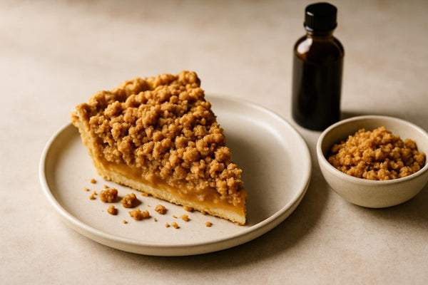 Slice of pie with brown butter crumble