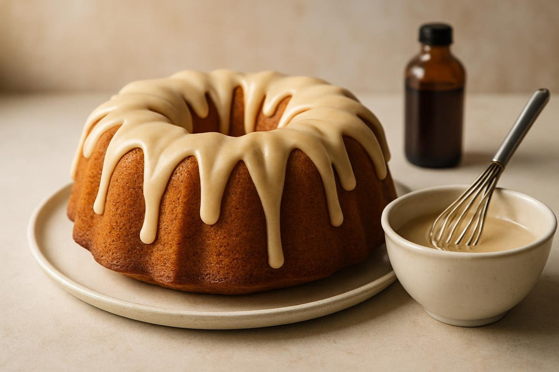 Bundt cake drizzled with brown butter icing