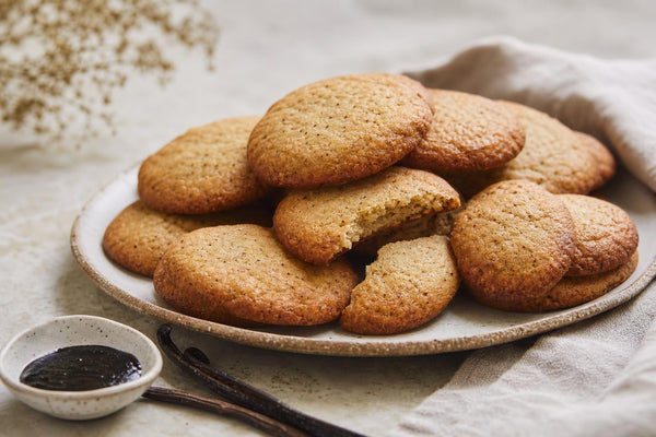Brown butter vanilla cookies made with Ugandan vanilla