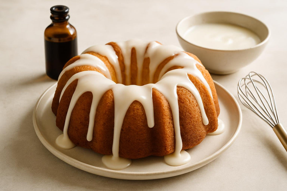 Bundt cake drizzled with buttermilk icing