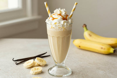 Butterscotch Banana Milkshake in a glass