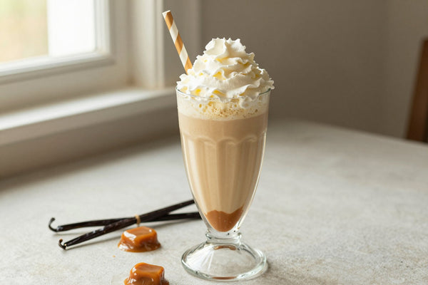 Butterscotch Pudding Milkshake in a glass