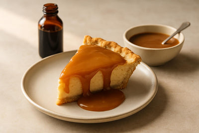 Slice of pie with butterscotch sauce