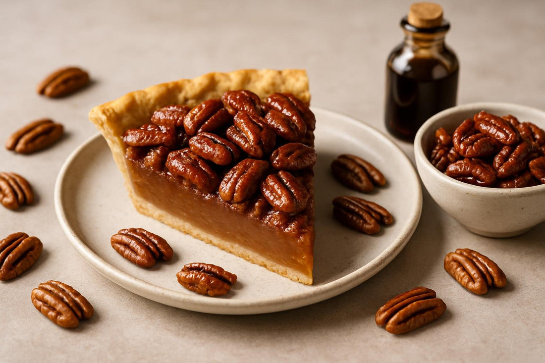 Slice of pie with candied pecans